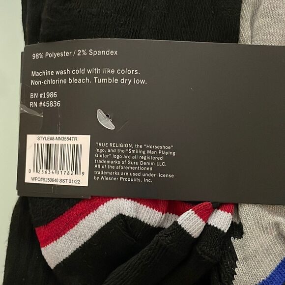 True Religion men’s 8 pack Half cushion crews 10-13 shoes size 8-12.5 - Picture 3 of 6